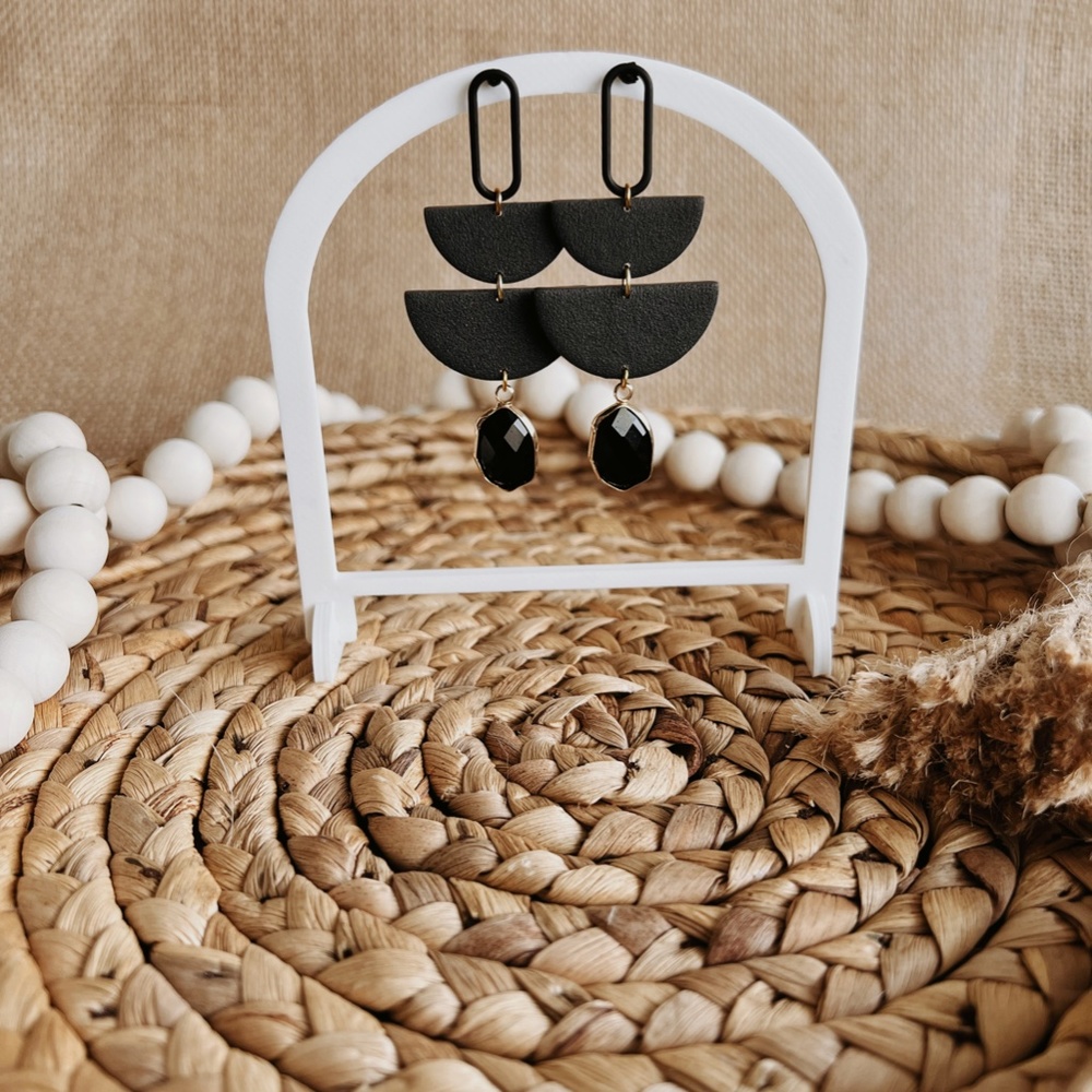 Black and Gold Clay Earrings